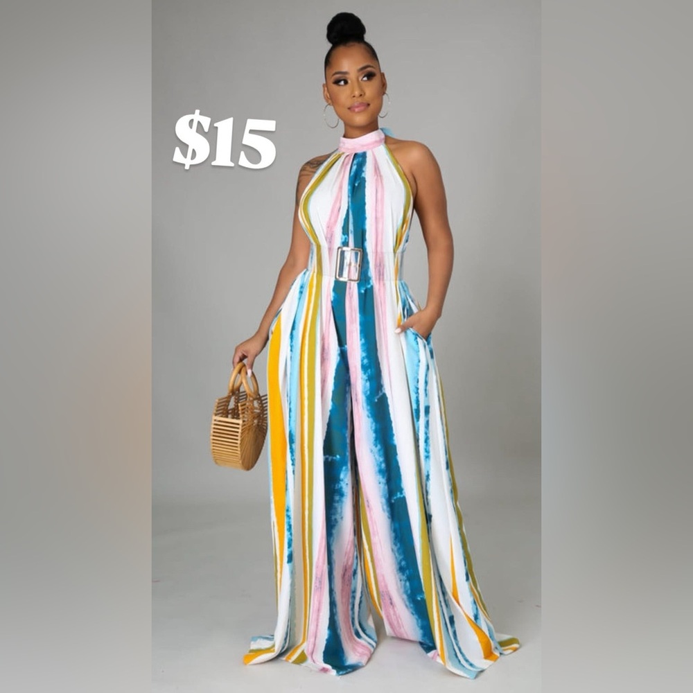 Multicolor Striped Halter Dress
